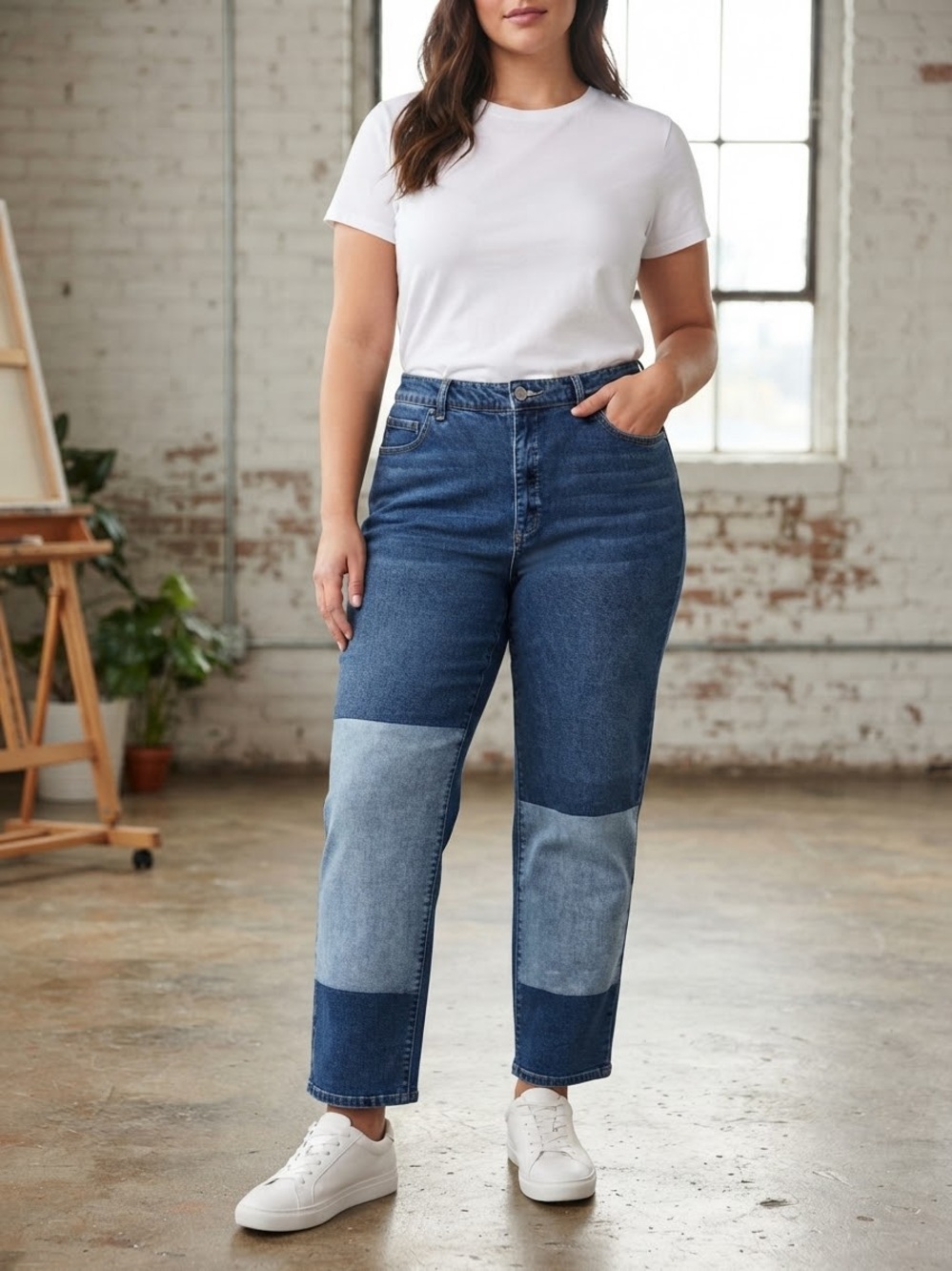 Take 50% OFF-Style&Co. Women’s Two-Tone Blue Patchwork Jeans, Size-12
